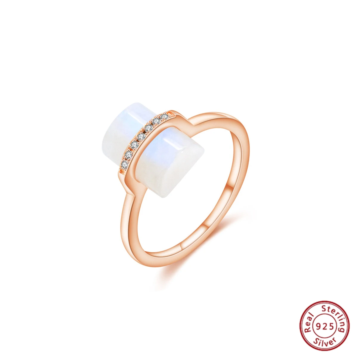 

S925 Silver Moonstone Geometric Ring | Unique Design | Fashion Jewelry for Women