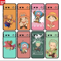 one piece anime cute shockproof cover for google pixel 7 6 pro 6a 5 5a 4 4a xl 5g black phone case shell soft fundas coque capa