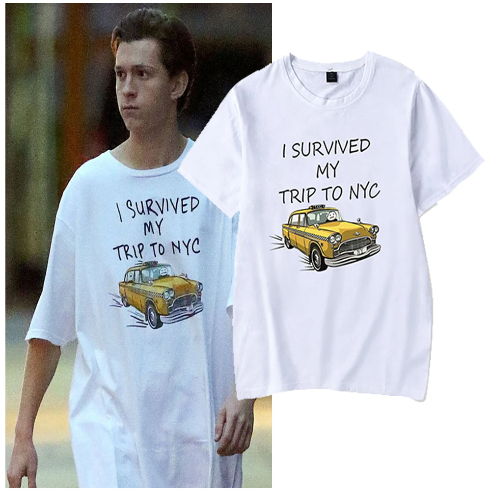 

Tom Holland Same Style I Survived My Trip To NYC T-shirt Crewneck Short Sleeve Tee Women Men's Tshirt 2023 Hip Hop Clothes