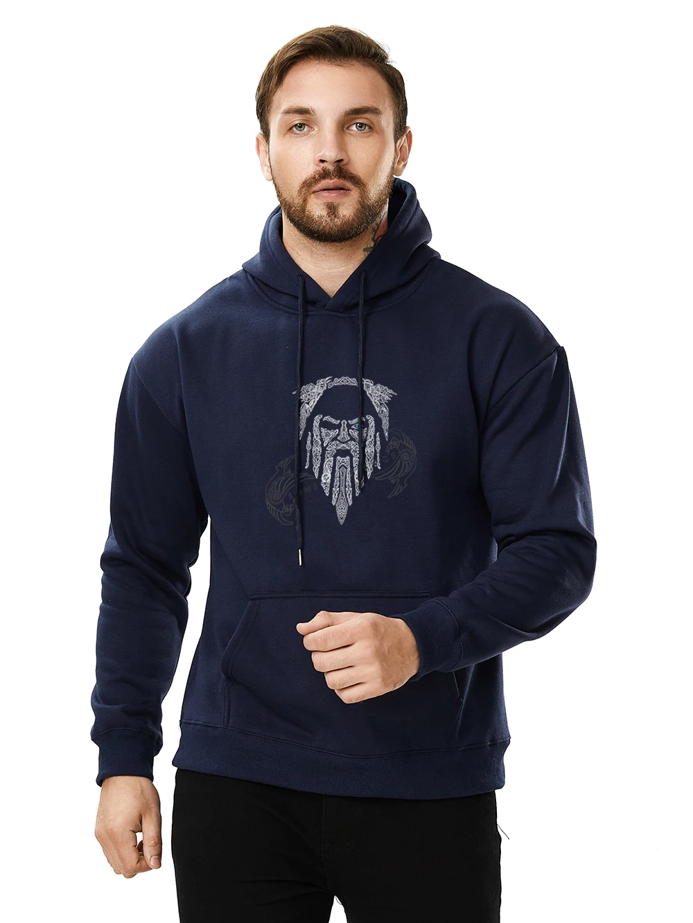 

Winter Windproof Thicken Hoodie Men Vikings Legend Movie VALHALLA Print Sportswear Cotton High Quality Sweatshirt Pullover Male