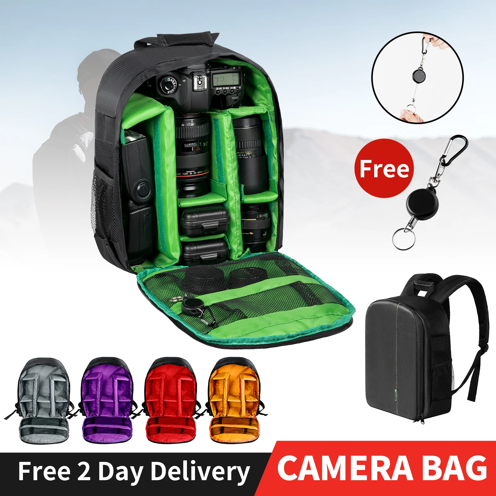 

Selens Waterproof Camera Bag Portable Shoulder Backpack For Nikon Sony Canon Video Digital DSLR Camera Photo Case Free Key Chain