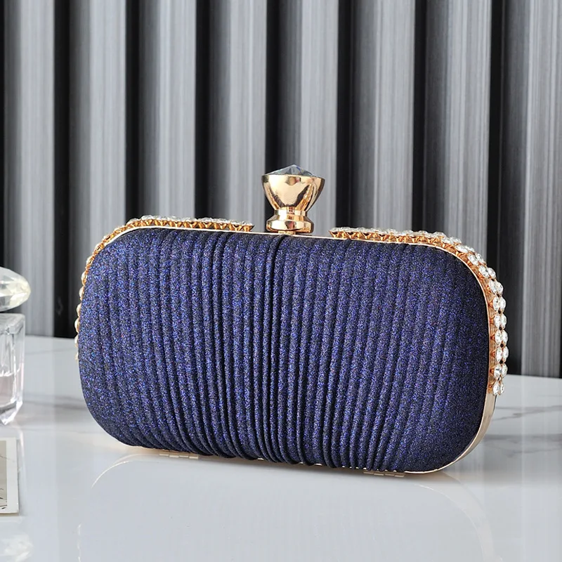 

Вечерний Клатч в синюю полоску, кошелек для женщин 2022, роскошные дизайнерские сумки с бриллиантовой рамкой, маленькая сумка для телефона, Наплечная Сумка через плечо
