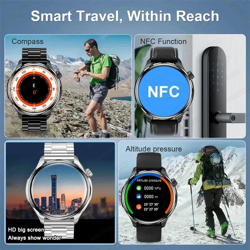 Фото Новые смарт-часы Sapphire 2026 для мужчин: ультра HD AMOLED-экран, GPS, Bluetooth-звонки, NFC, компас, IP68, для бизнеса и фитнеса, совместимость с iOS №4