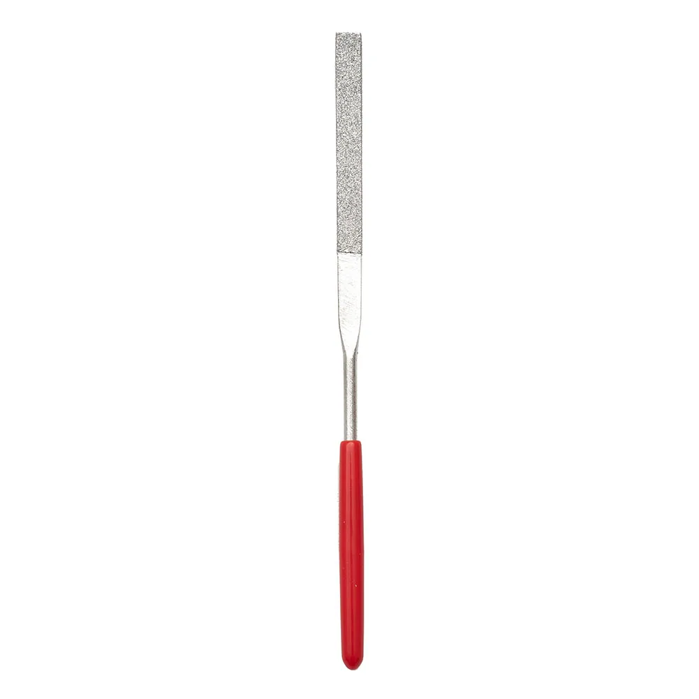 

2Pcs 0.12 * 5.51inch Diamond Mini Needle File Set Red Plastic Handle Metal Stone Grinding Flat Diamond Needle File Metal File
