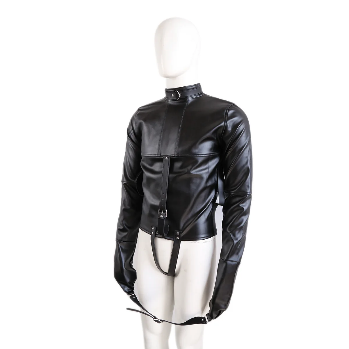

Thierry Adult Game SM Products Pu Leather Bondage Jacket with Long Sleeves, Fetish Restraint Straitjacket Sex Toys For Couple