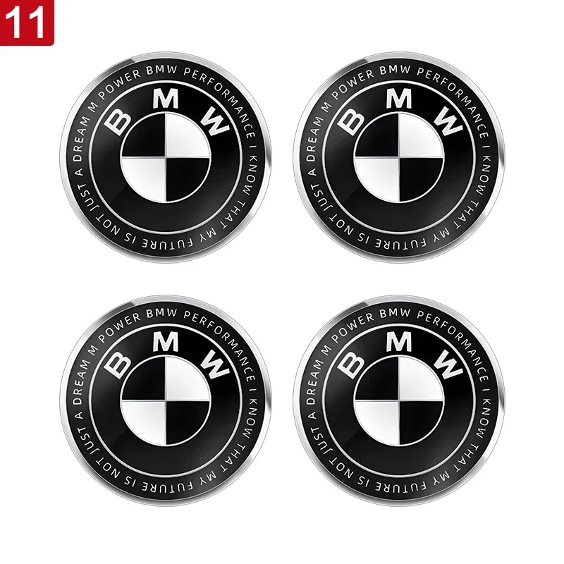 4PCS 56MM 60MM 65MM Car Hub Cap Sticker Wheel Center Cover Decal Decoration Auto Modification Accessorie For BMW M Emblem Badge