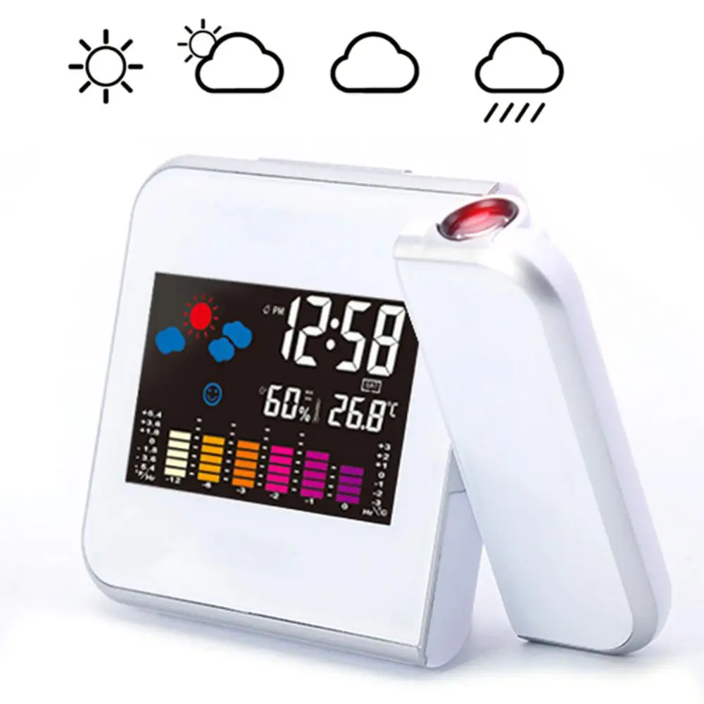 

Color Screen Snooze Alarm Clock Digital Backlight LCD Display Weather Report Weather Forecast Projection Snooze Alarm Clock