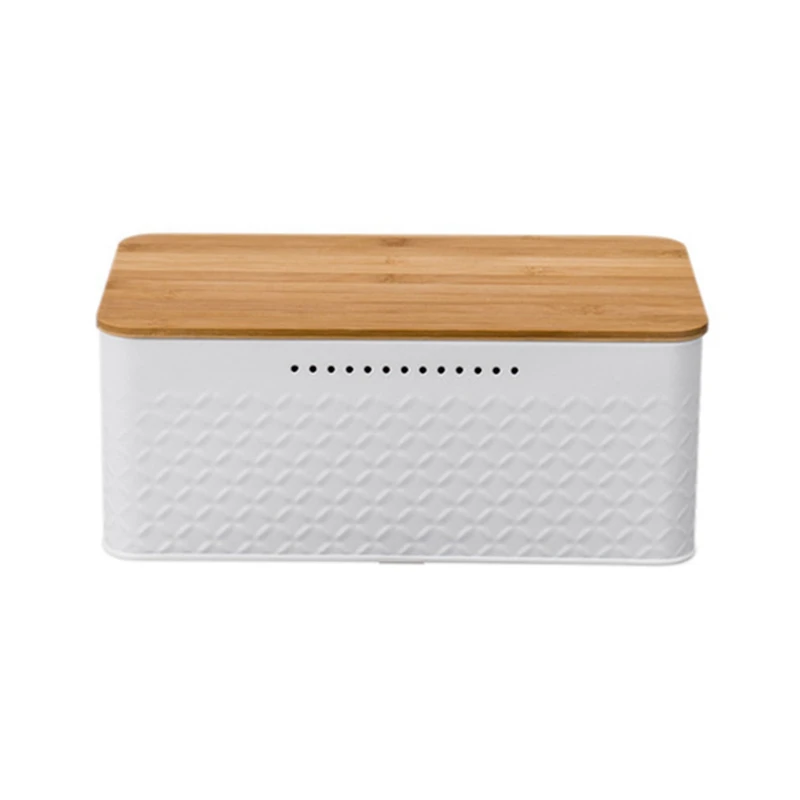 

Bread Bin,Innovative Bread Box Thanks To Carbon Coating,With Integrated Ventilation Holes,Including Bamboo Lid