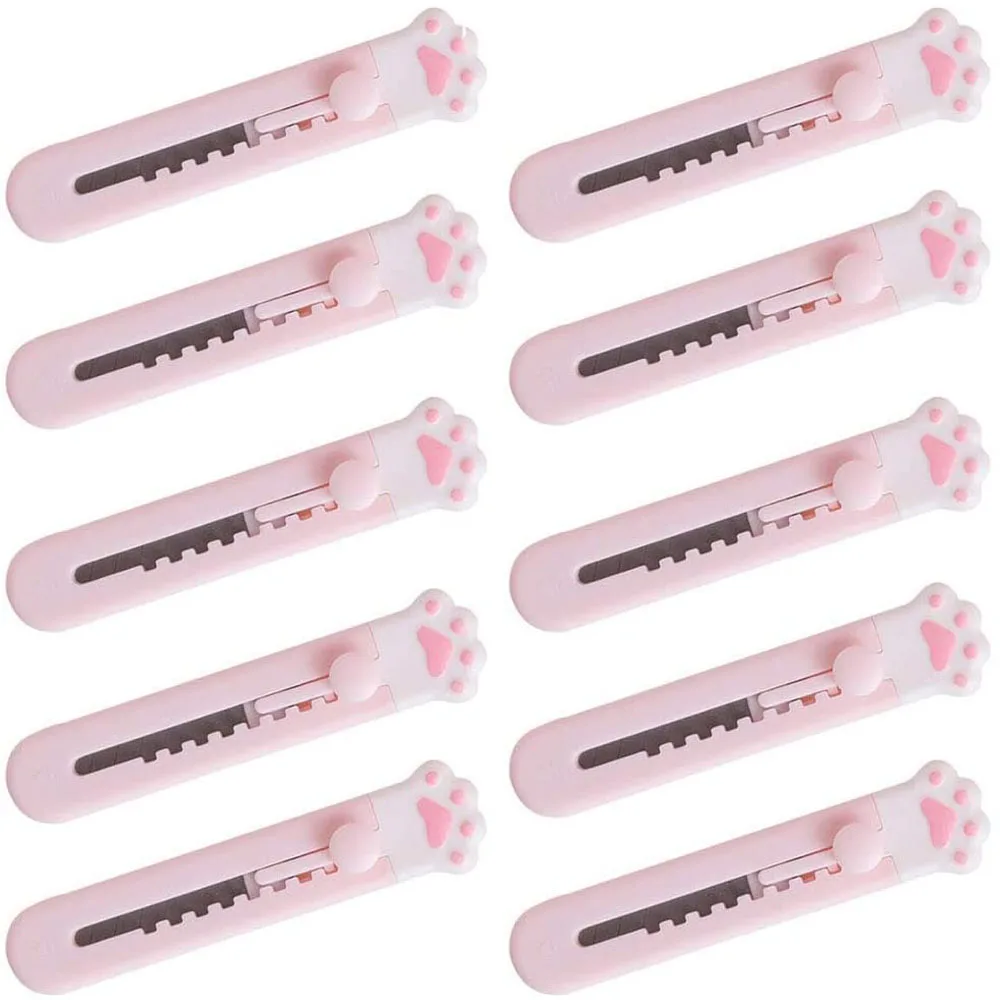 

500 Pieces Cute Girly Pink Cat Paw Mini Portalble Utility Cutter Letter Envelope Opener Mail Knife School Office Supplies