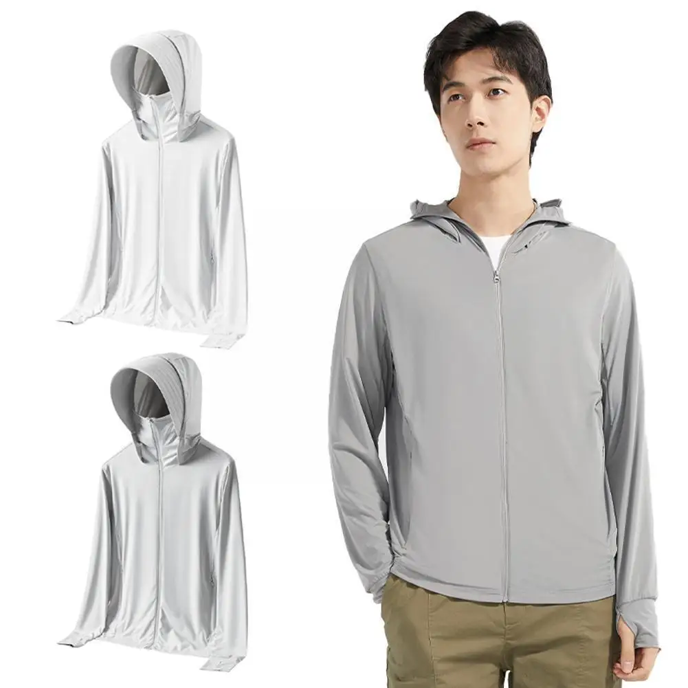 

UPF 50 UV Unisex Breathable Lightweight Sun Protection Pockets With Shirts Long Mask With Jacket Silk Hoodie Ice Sleeve Clo L3V8