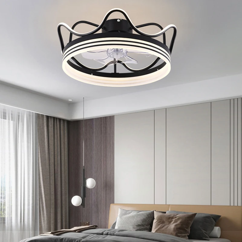 

Led Art Chandelier Pendant Lamp Ceiling Fan With Light Dining room without blades bedroom remote control fixture