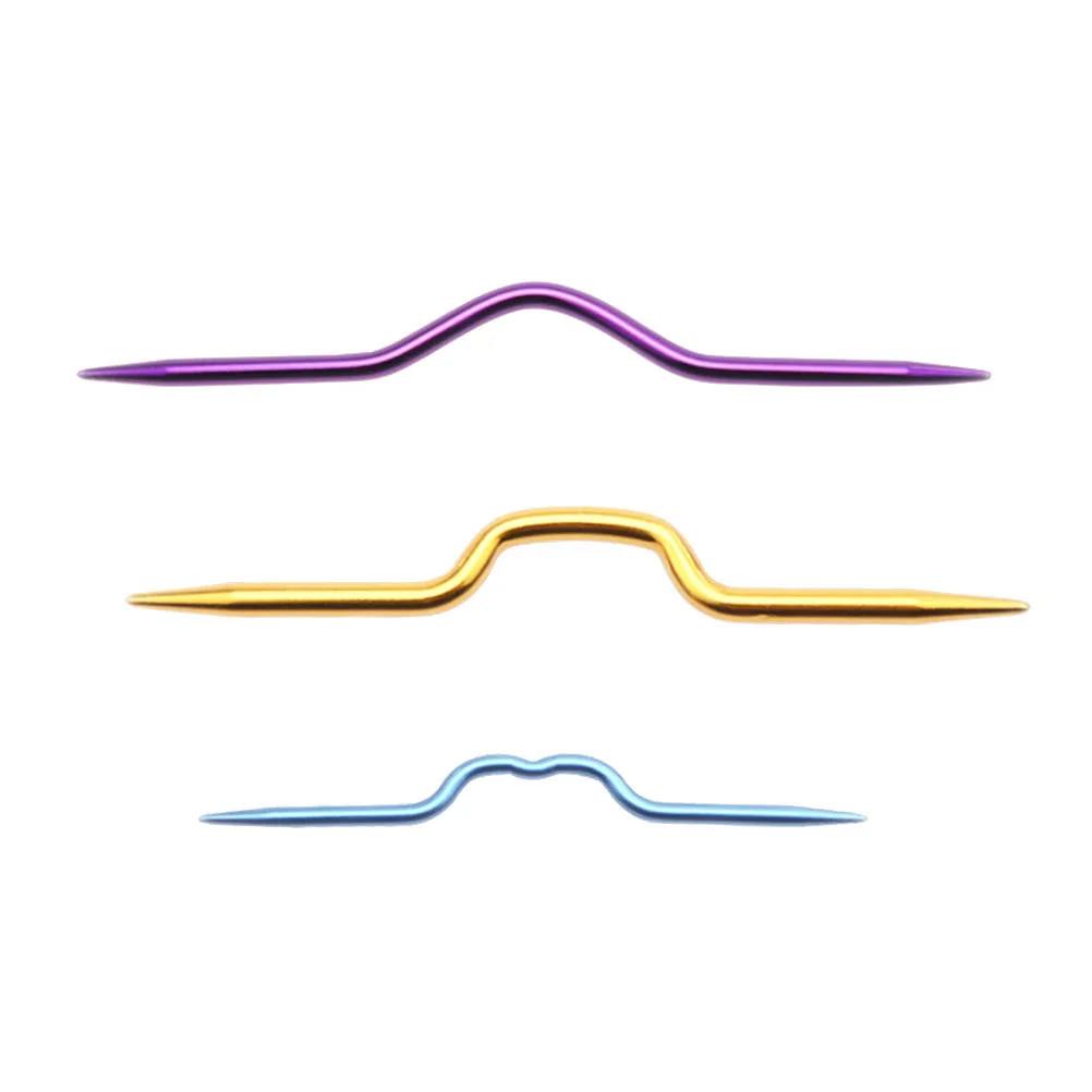 

Needles Cable Knitting Needle Crochet Knit Crooked Hook Curved Tool Smooth Hand Embroidery Alloy Holders Large Weaving Eye Yarn