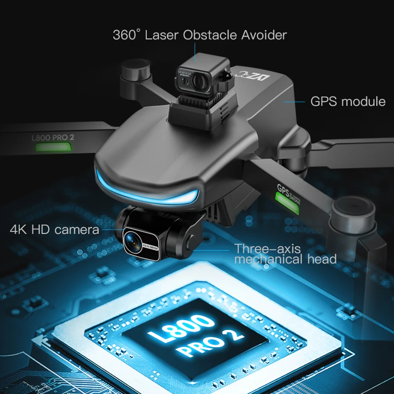 L800 PRO2 GPS Радиоуправляемый Дрон 4k Профессиональная 8K HD камера 3-осевой шарнирный