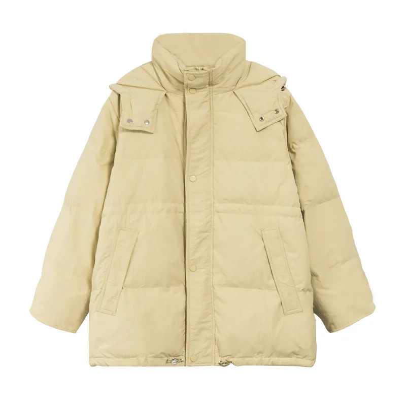 Solid Hooded Cotton Jacket for Women 2022 Winter Loose Small White Duck Down Coat Jacket Women