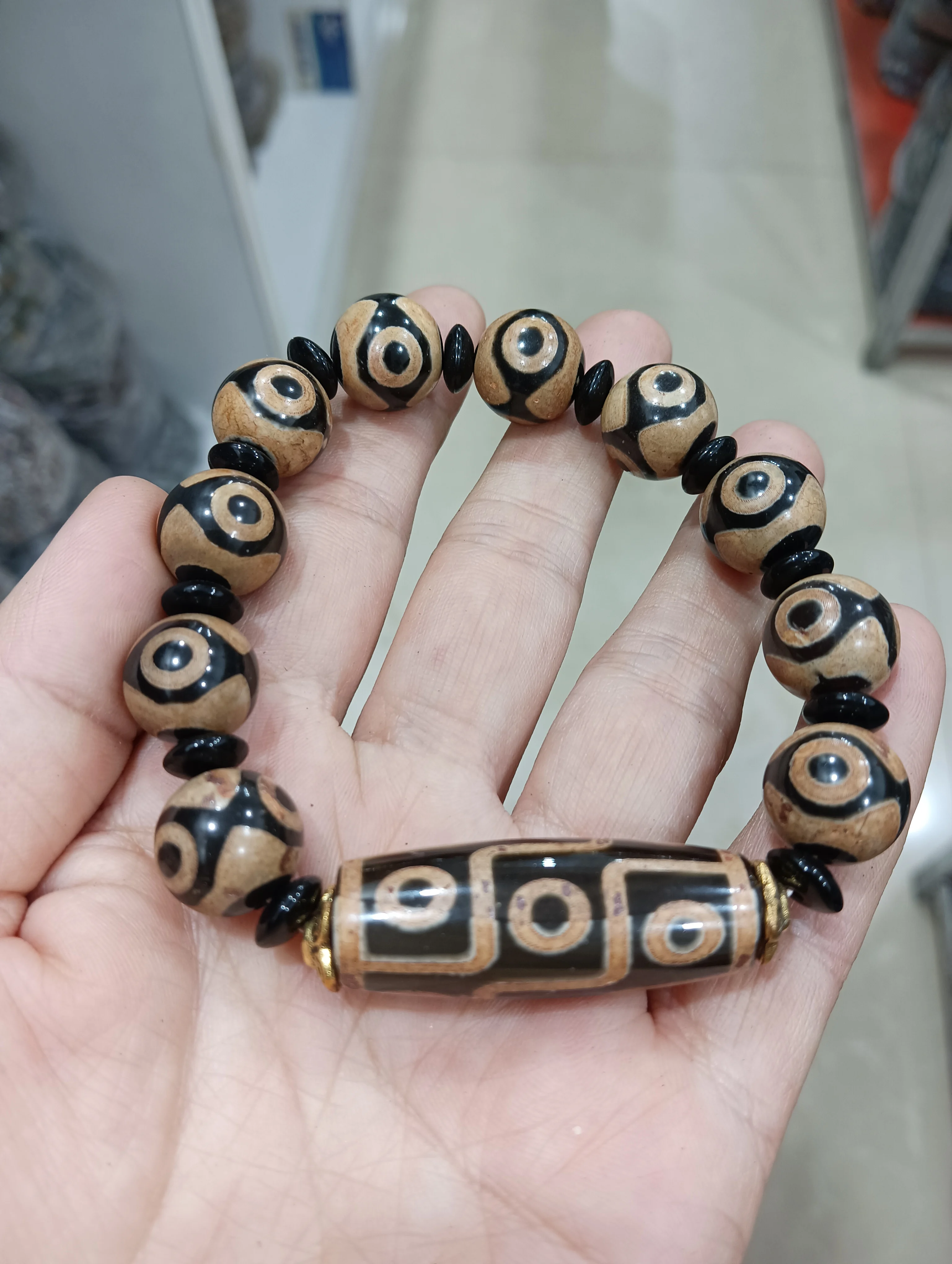 Природный Тибетский бусины дзи браслет браслеты девять глаз амулет три глаза