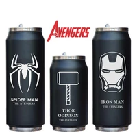 creative stainless steel tea mugs super hero avenger thermos cans portable unisex students personality trendy straw water cups