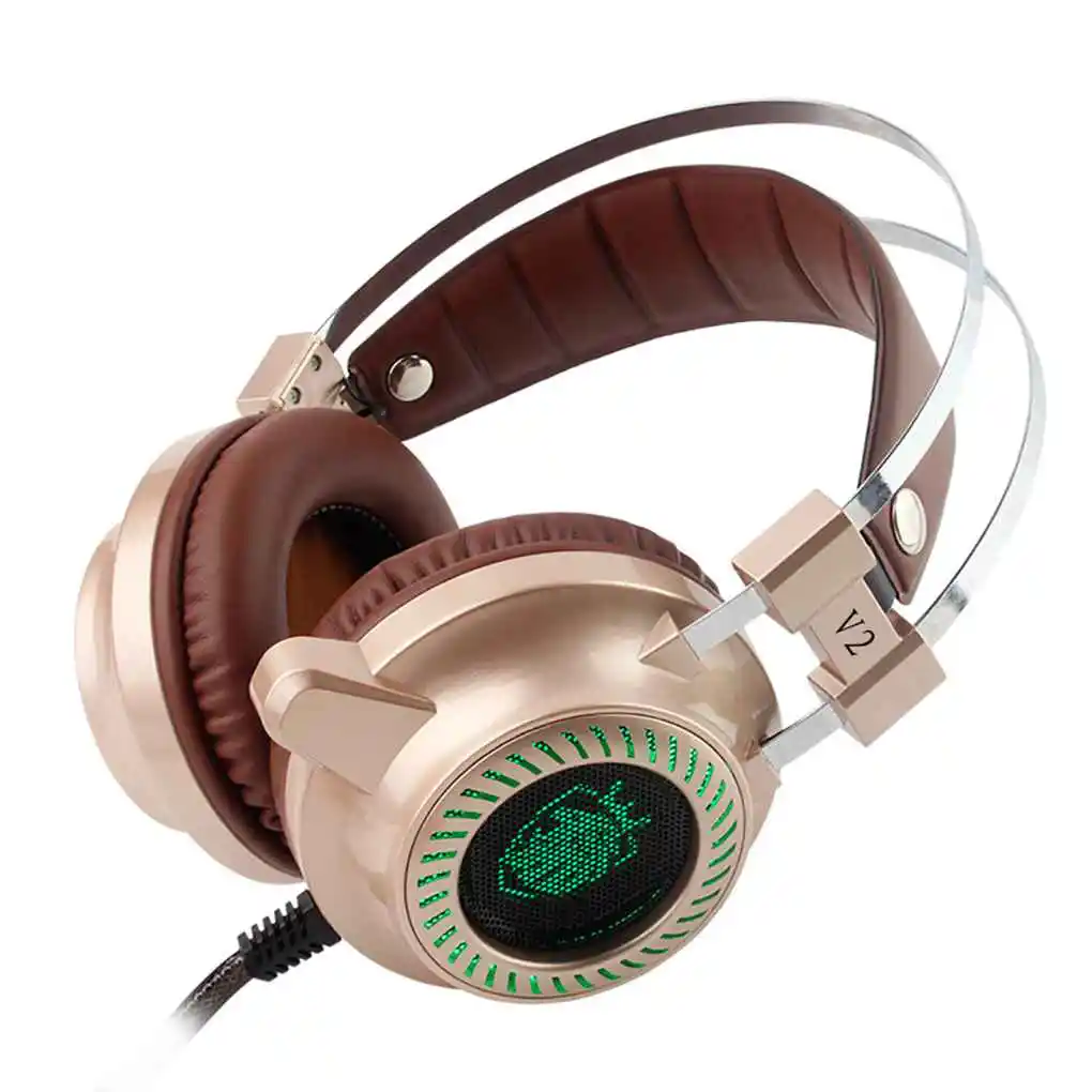 

Стереонаушники V2 для компьютерных игр, объемные наушники со светодиодной подсветкой, Hi-Fi, с микрофоном