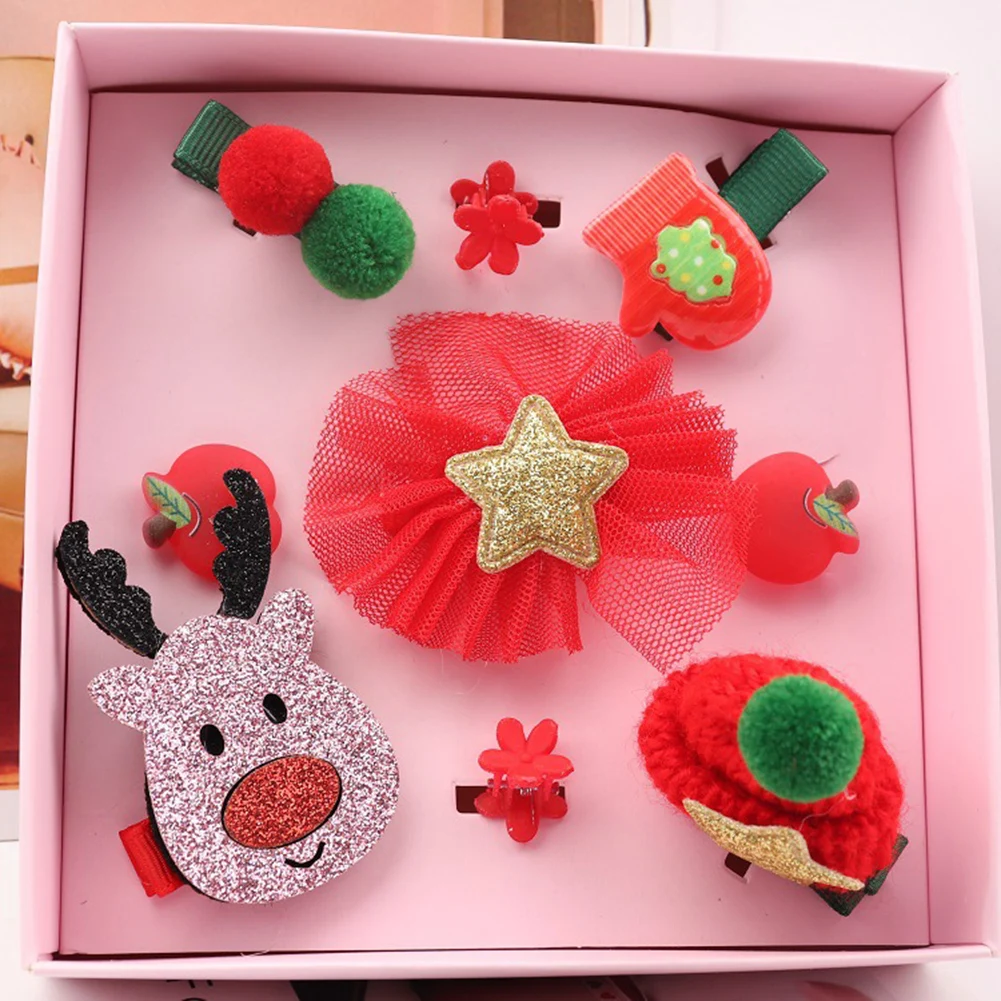 

9Pcs New Christmas Tree Santa Claus Hairpin Girls Cute Christmas Hair Pin Hair Accessories Cartoon Hair Clip Child Headband Gift