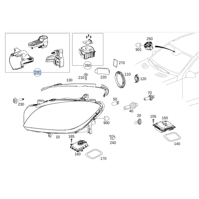 Комплект для ремонта фар Mercedes-Benz GL CLASS X166 GL350 ML300 GLE 250 A1668200614 (art.: 3920bb4d74a18) - 3920bb4d74a18