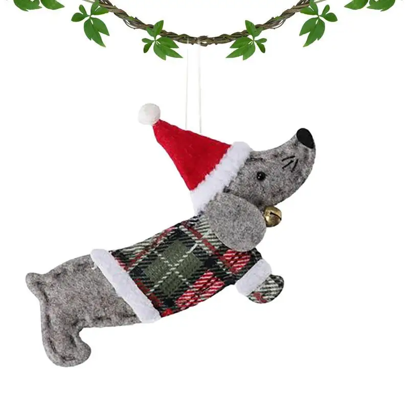 Christmas Dachshund Pendant Lovely Hanging Decoration With Ribbon Festival Supply Ornament For New Year Christmas Valentines Day