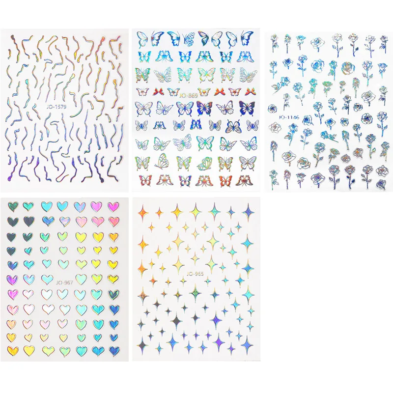 

Acrylic Nail Sticker Engraved White Flower Nail Sticker Butterfly Star Rose Love Sticker Aurora Nail Art Decal Sticker Manicure