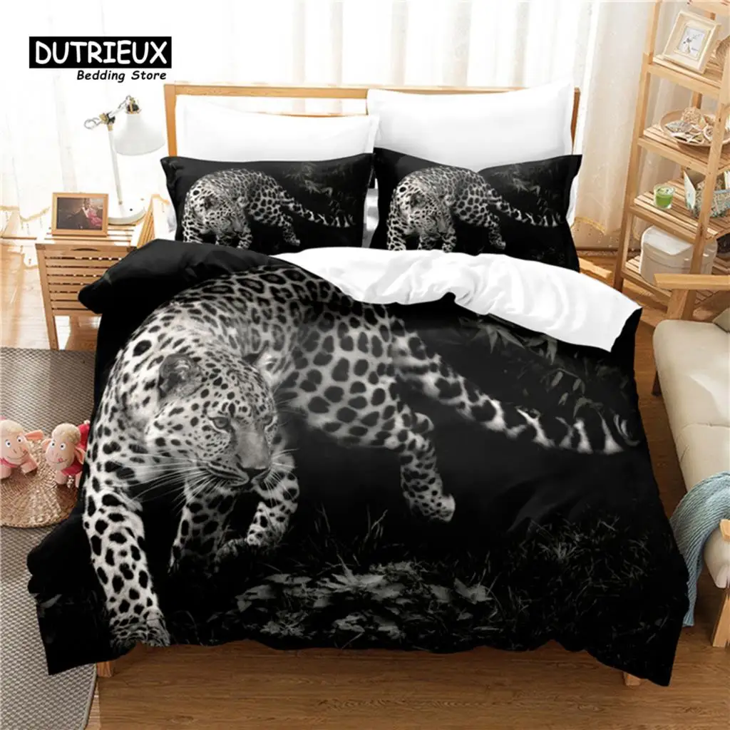 

Leopard Bedding Set, Duvet Cover Set, 3D Bedding, Digital Printing, Bed Linen, Queen Size, Fashion Design