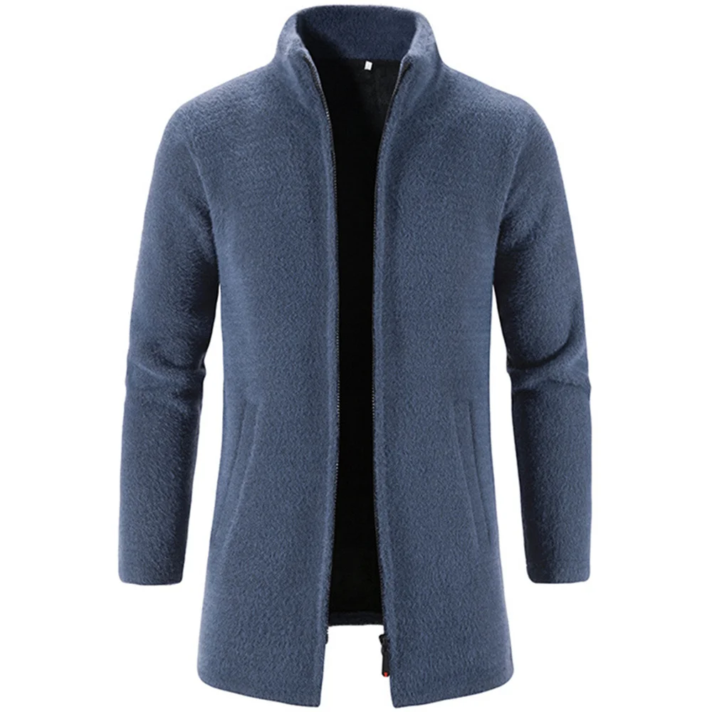 

Men's New Cardigan Autumn And Winter Medium Length Sweater Coat With Casual Sweater And Mink Coat