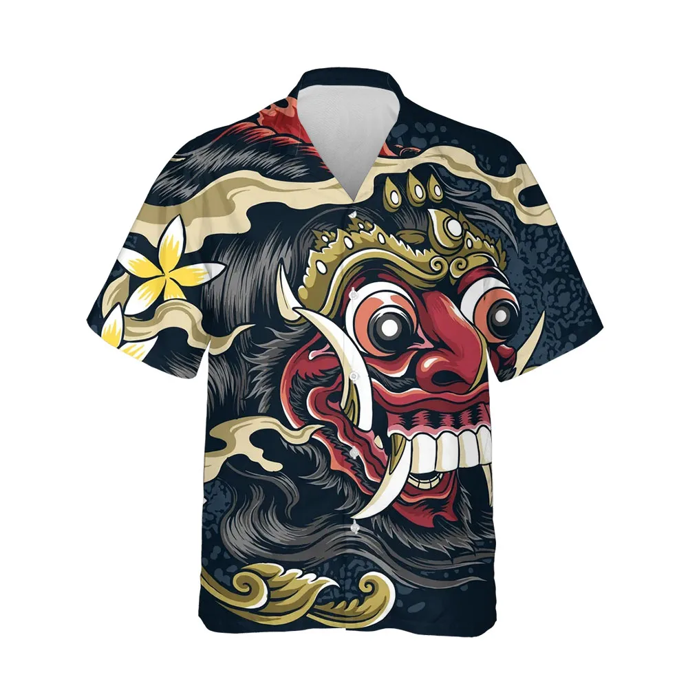 Jumeast 3D Horror Demon Shirts For Men Halloween Festival Gift Black Baggy Clothes Summer Men Shirt Fashion Streetwear Blouses