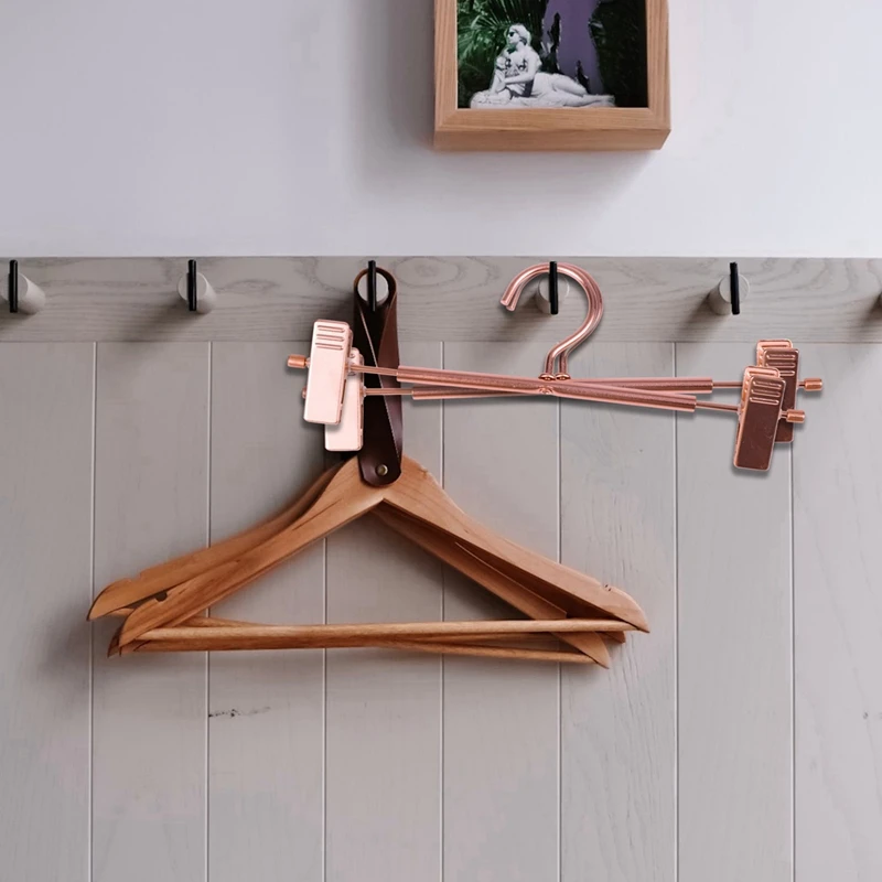 

10X Rose Gold Pants Skirt Bottom Hanger With Clip & Pack Of 12 Flocking Trouser Hangers Light Grey