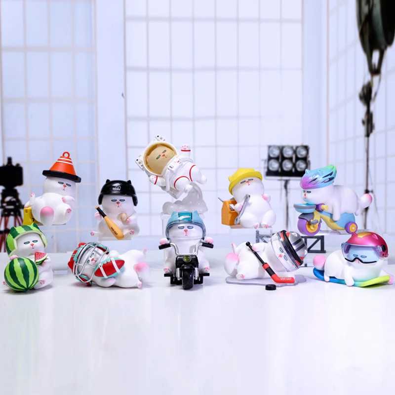 

CAT VIVI Helmet Series Blind Box Collection Doll Collectible Cute Action Kawaii Animal Toy Figures Free Shipping