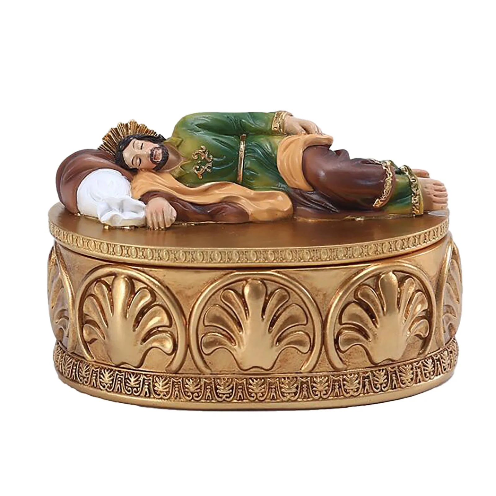 

St Small Case Jewelry Statue Figurine Religious Sleeping Display Box Home Decor