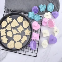 4pcs cartoon easter christmas cookie embosser mold cute fondant icing biscuit cutting die kitchen baking cake decoating tools