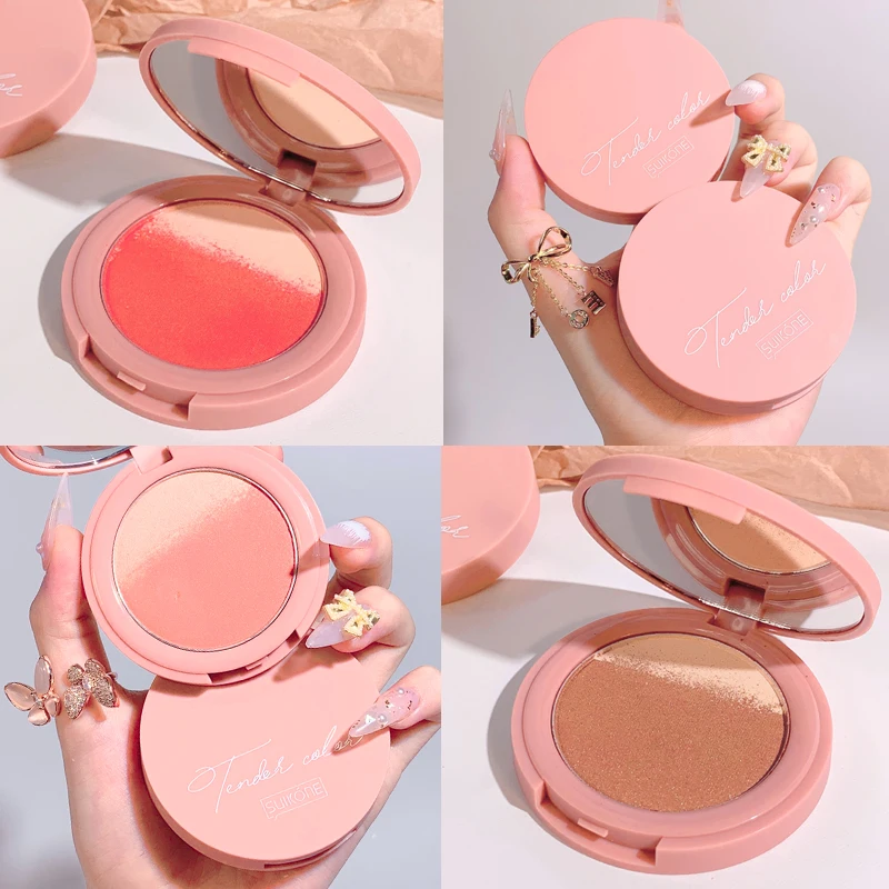 

Face Blush Easy To Color Waterproof Facial Blusher Mineral Pigment Pallete Natural Lightweight Peach Red Face Make Up Cosmetic