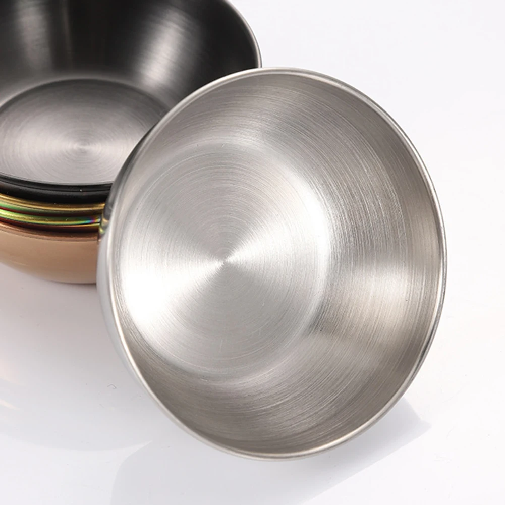 

Round Stainless Steel Seasoning Dish Hot Pot Dipping Bowl Small Food Sauce Cup Sushi Vinegar Soy Saucer Container Appetizer Tray