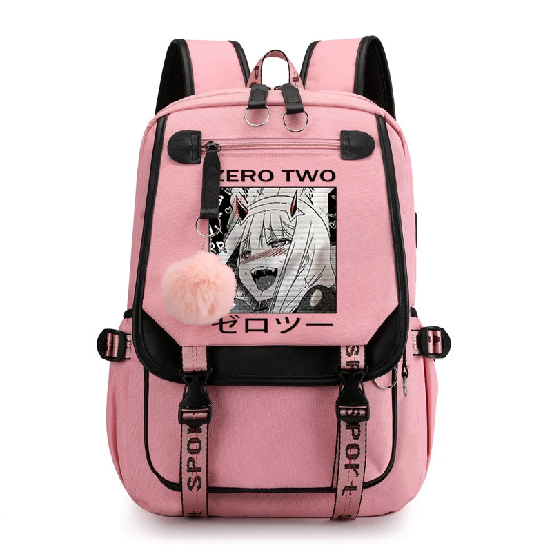 

DARLING In The FRANXX Zero Two Backpack Teenagers Girls Student School Bags Anime Travel Bagpack Usb Laptop Korean Bookbag