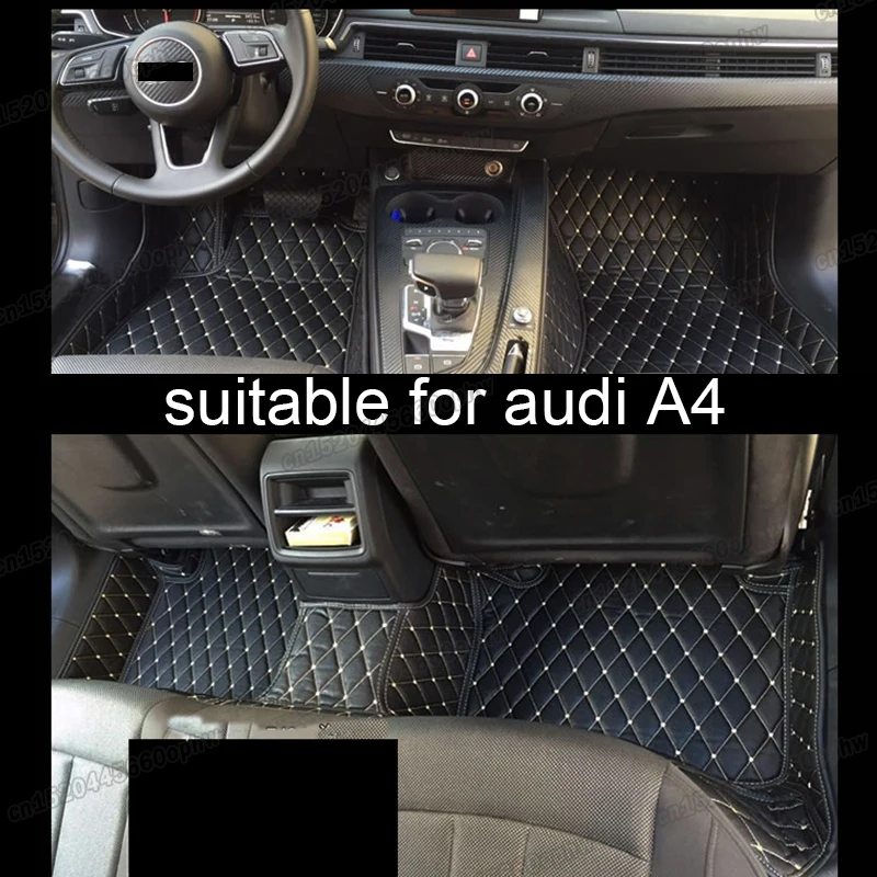 Leather Car Floor Mats for Audi A4 B9 2016 2017 2018 2019 2020 2021 2022 Accessories Interior Styling Cover Rug Carpet Auto