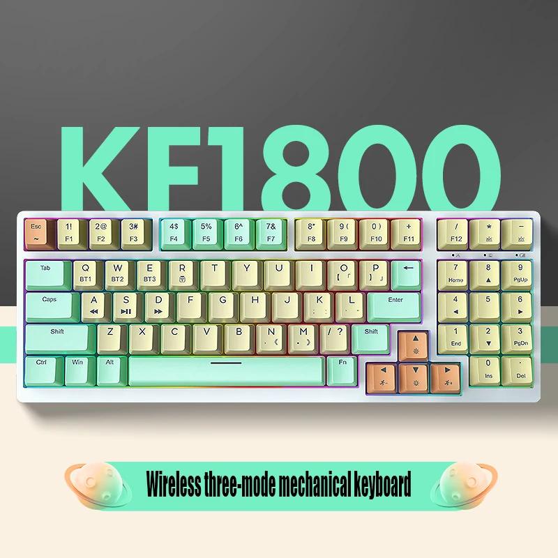 

KF1800 customized DIY three-mode Bluetooth 68 key mechanical keyboard kit is hot used for RGB macro driver plug of shaft seat