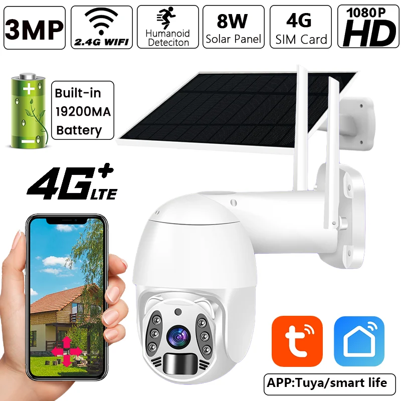 

Беспроводная IP-камера, 3 Мп, 1080P, 4G, SIM-карта, PTZ, Wi-Fi