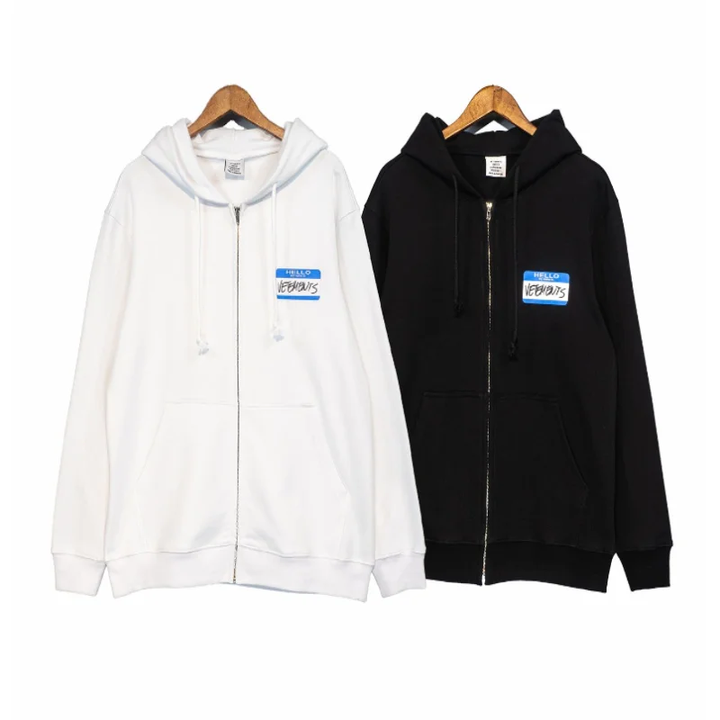 

Trendy Vetements Jacket Zip Hoodie Letter Label Men Women Sweater