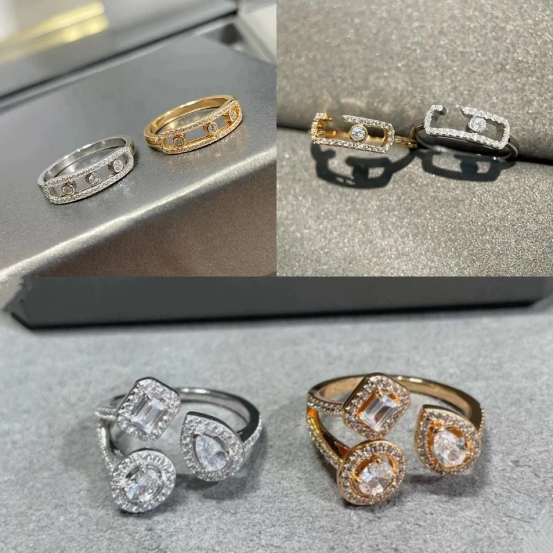 

2023 Hot Selling Women Plating 18K Gold Ring S925 Silver Men Inlaid Zircon Rings Quality Jewelry Birthday Gift