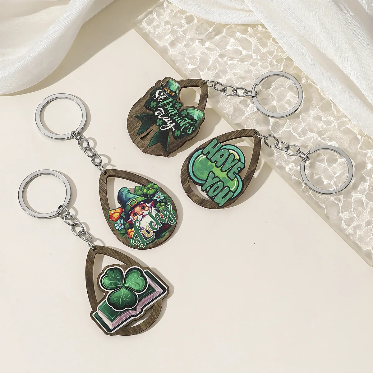 Модный деревянный брелок в виде клевера на удачу новый День Святого Патрика