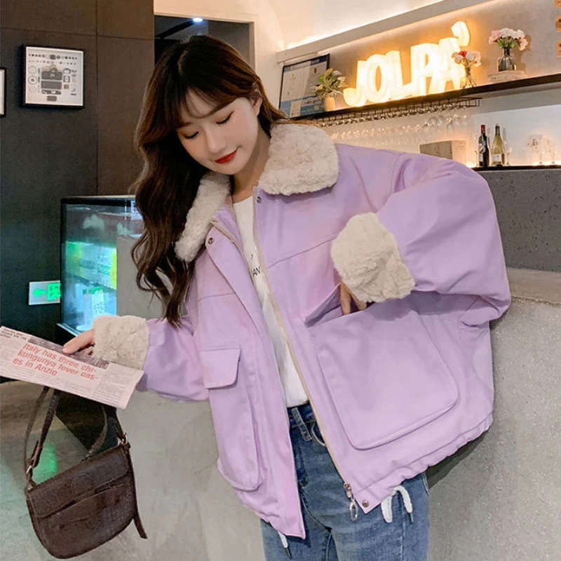 Women's Winter Lamb Wool Coat Short Padded Jacket Parka Jacket Warmth Free Shipping Korean Fashion Loose Wholesale Slim Fit New