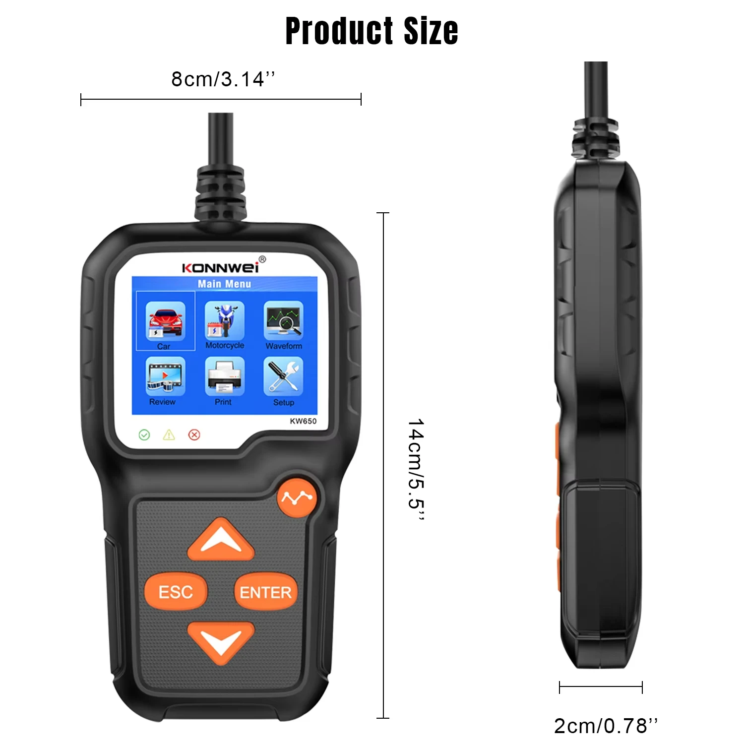 KONNWEI KW650 тестер автомобильного аккумулятора 12 В 6 анализатор системы мотоцикла