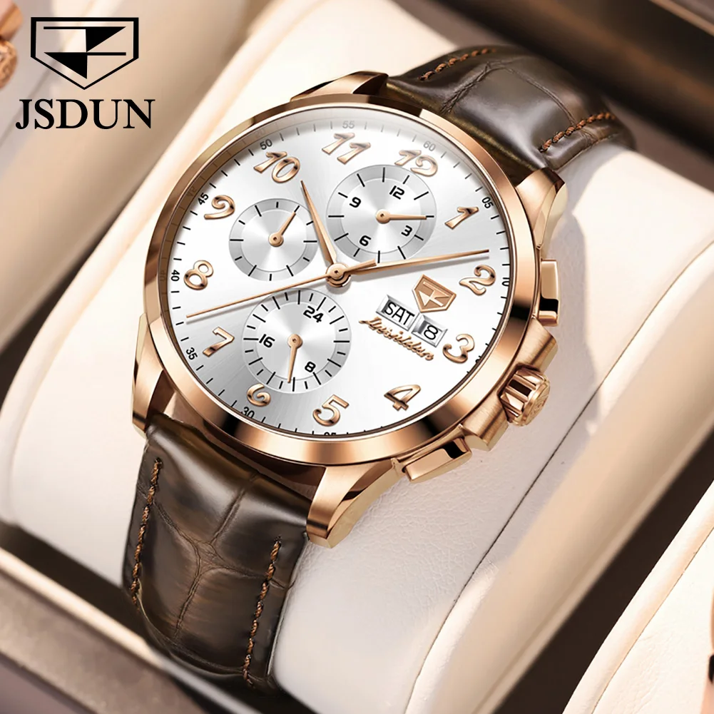 

JSDUN Brand Luxury Automatic Watches Men Mechanical Wrist Watch Leather Sapphire Glass Waterproof Sports Mens relogio masculino