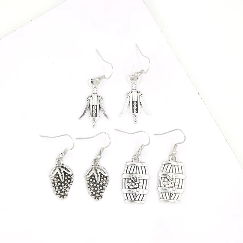 

Fashion Drop Earrings Wine Bottle Opener Grape Wine Barrel Earrings For Women Girl Friend Gift Jewelry Aretes De Mujer Modernos