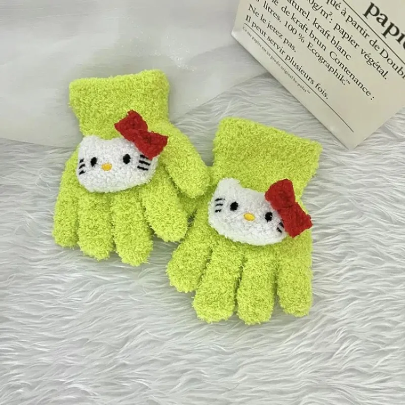 

Sanrio Kawaii Hello Kitty Kulomi Melody cartoon gloves coral fleece warm outdoor five-finger cute cartoon children's gloves