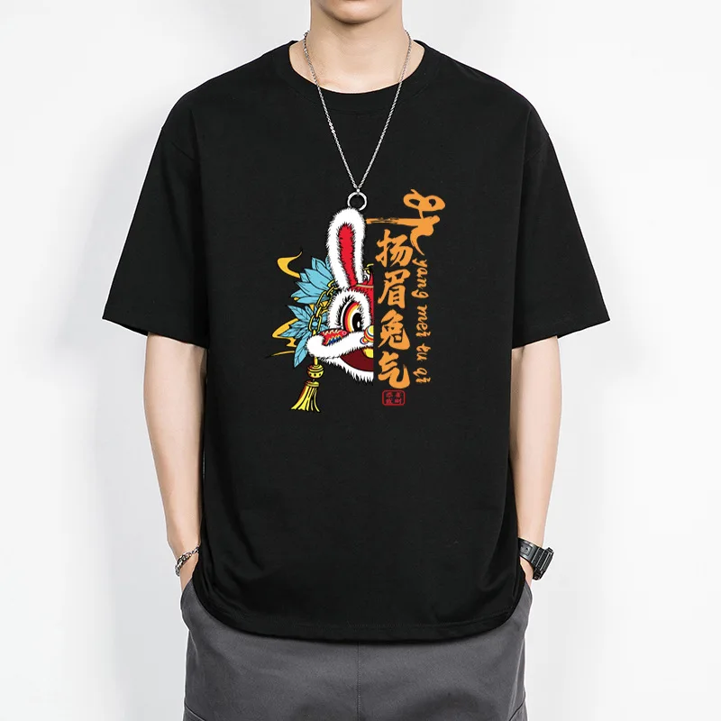 

Мужская хлопковая футболка с коротким рукавом и круглым вырезом, большого размера