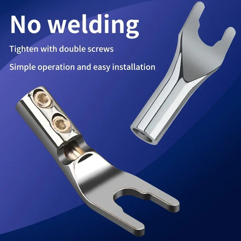 4 шт. U-образный разъем красная медь родиевое покрытие/позолоченный Y-образный Hi-Fi