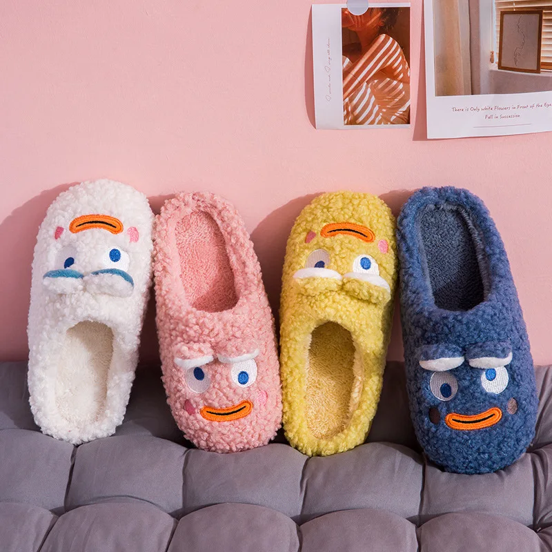 Cute Cartoon Indoor Warm Plush Slippers Plus Size Women's Shoes Cotton Women Slipper Men Slipper  Slippers