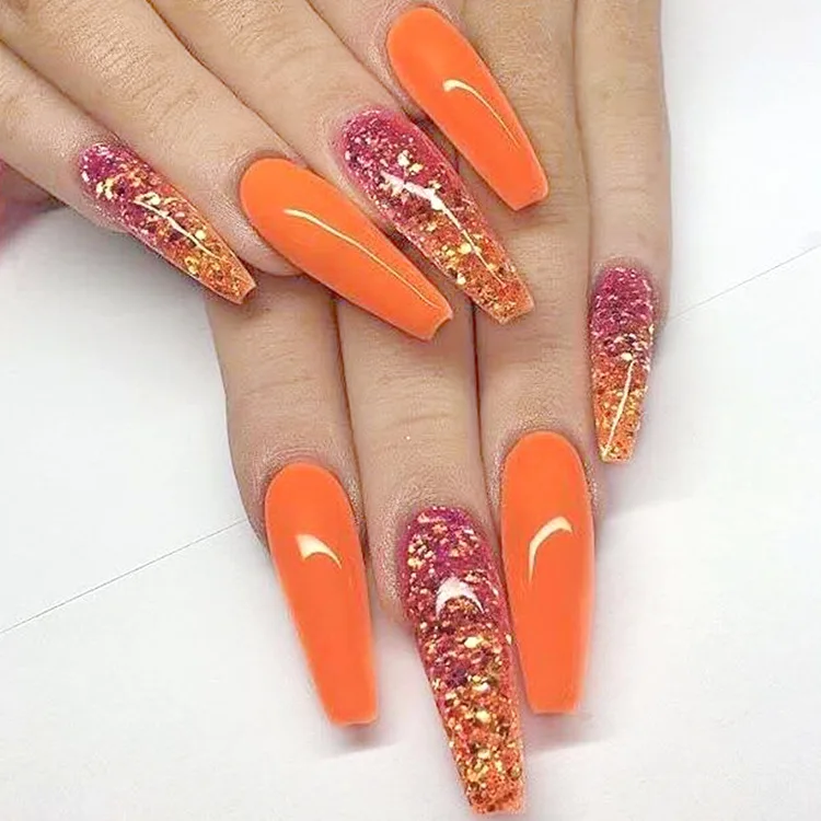 

24pcs/box Press on Nails Long Fake Nails Finished Tips Art Coffin Fake Press on Long Full Cover Design False Acrylic Tip Nail